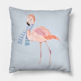 Flamingo in winter Pillow