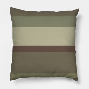 A magnificent bind of Purplish Brown, Pastel Brown, Camouflage Green, Putty and Artichoke stripes. Pillow