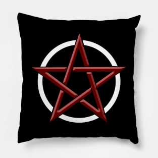 Pentagram - Red and White embossed Pillow