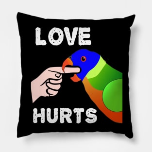 Love Hurts Lorikeet Parrot Biting Pillow