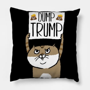 Funny Dump Trump Poop Emoticon Protest Cat Pillow