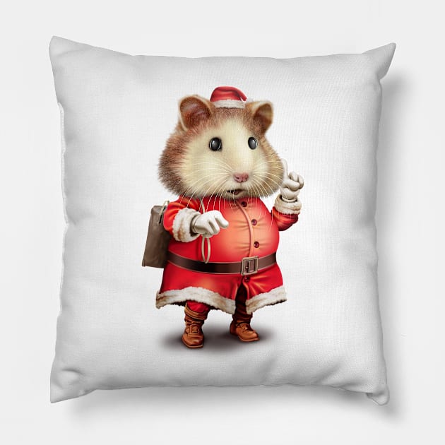 SANTA HAMSTER Pillow by ADAMLAWLESS