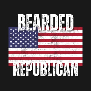 Patriotic American Flag Bearded Beard Republican Conservative T-Shirt