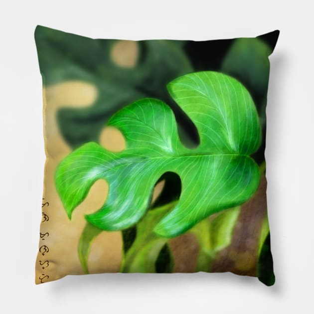 Mini Monstera - White Pillow by Thor Reyes