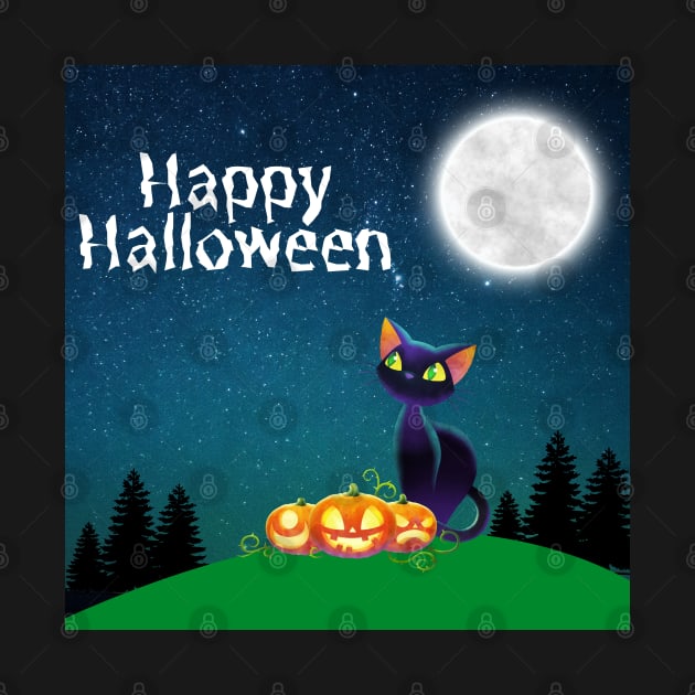 Happy Halloween Black Cat Design by Del Vecchio Designed 