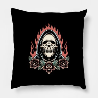 burning grim and roses Pillow