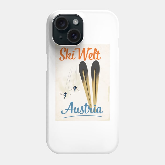 Skiwelt Austria Ski poster Phone Case by nickemporium1