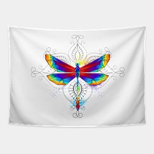 Bright Polygonal Dragonfly Tapestry