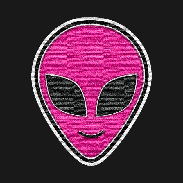 Alien Head happy emoji Embroidery style Patch design by JDawnInk