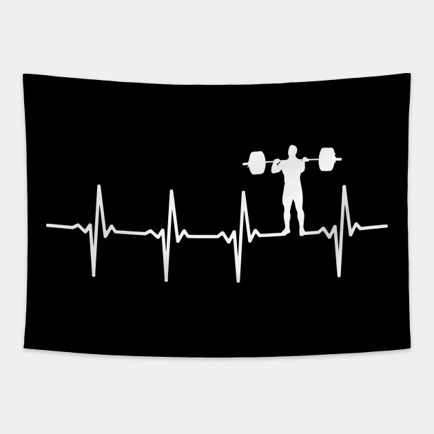 Weight Lifting Heartbeat Gift For Weightlifters Tapestry by OceanRadar