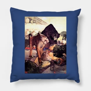 Jungle Book - The Monkey Fight - Detmold Brothers Pillow