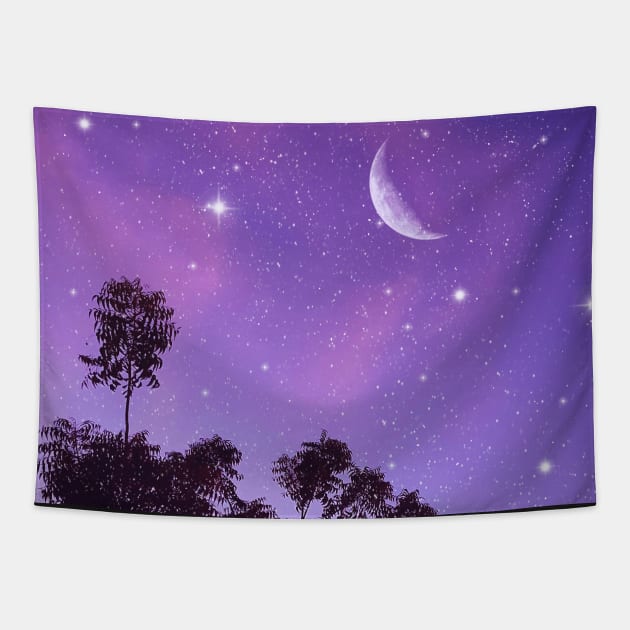 Starry Evening Sky Tapestry by RiddhiShah