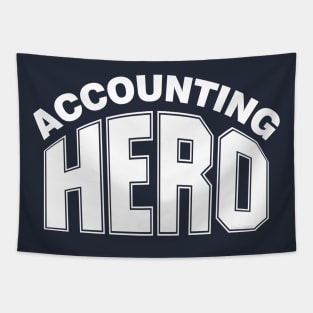 Accounting Hero White Text Tapestry