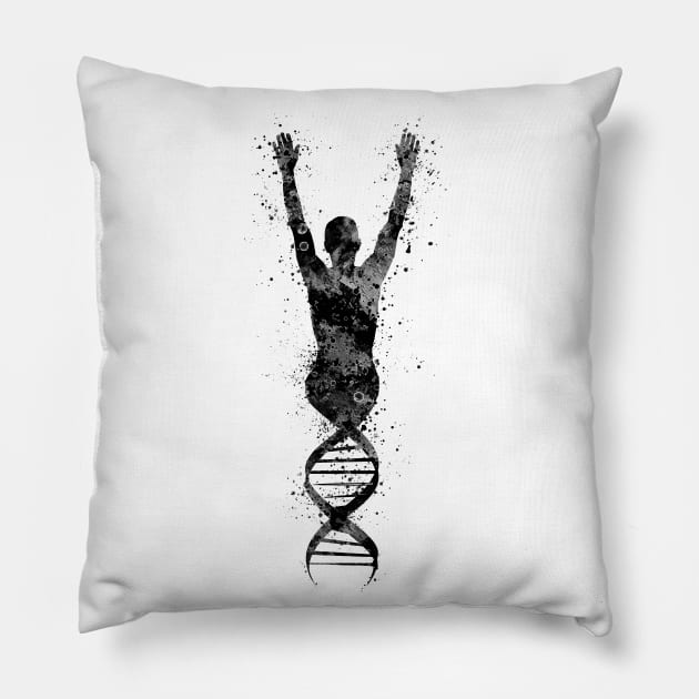 Human DNA Black and White Genetics Gift Pillow by LotusGifts