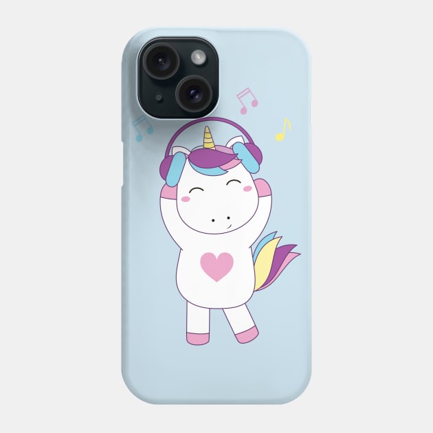 Beby unicorn and headphone Phone Case by grafart