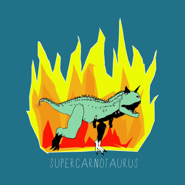 SUPERCARNOTAURUS - dinosaur power! with white writing by heyK