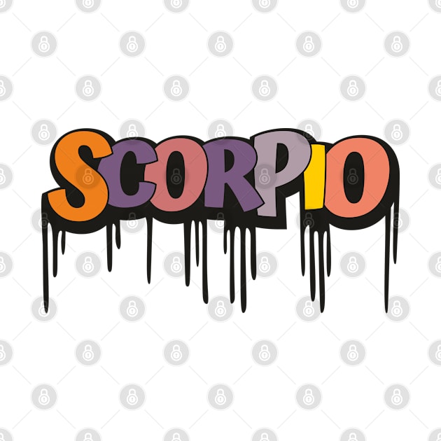 Scorpio Zodiac Sign with Dripping Letters by labatchino