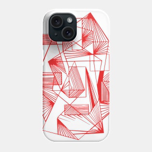 Geometric and abstract red design with lineart Phone Case