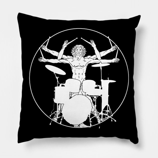 Vitruvian Drummer Pillow by Dreamteebox