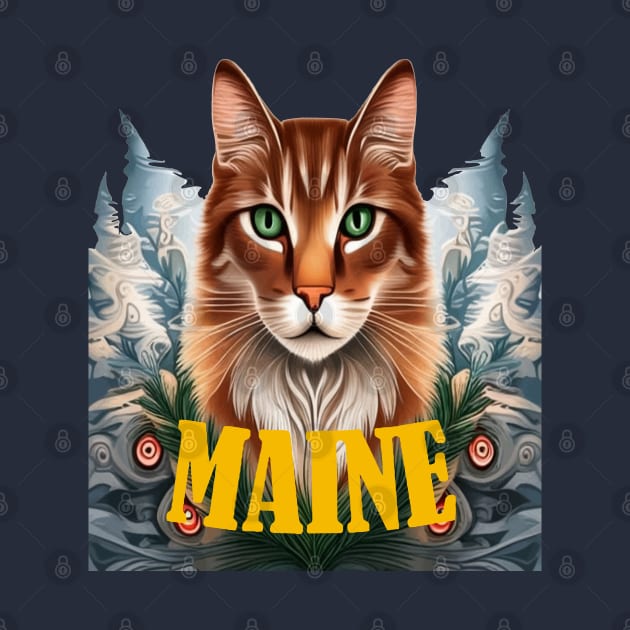 Loving Maine State Cat With White Pine by taiche