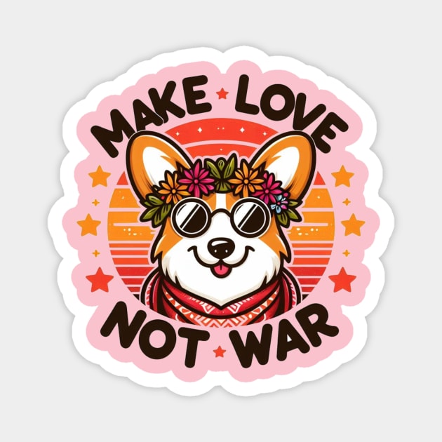 Hippie Corgi Magnet by WolfeTEES