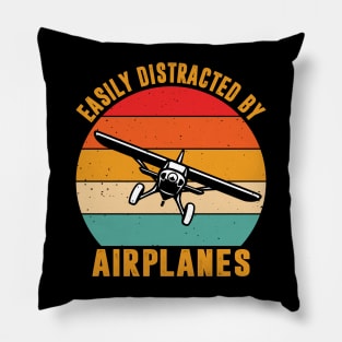 Easily Distracted By Airplanes Shirt Airplane Pilot Aviation Pillow
