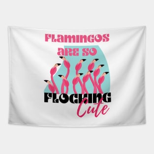 Flocking Cute Flamingos Summer Beach Vibe Tapestry