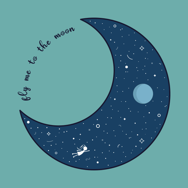 Fly Me To The Moon blue night design logo by Al-loony