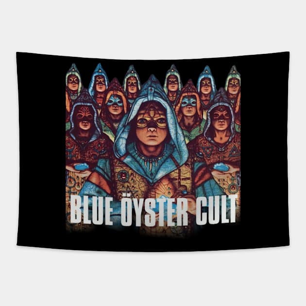 Golden Blue Cult Tapestry by perdewtwanaus