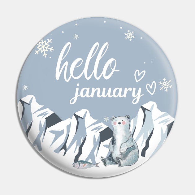 Hello January Pin by ARTMeggy