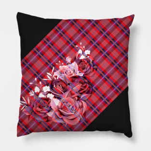 Tartan with Roses Pillow