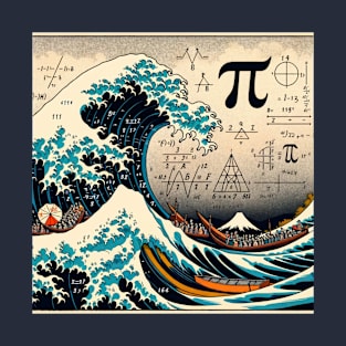 Pi Day Tsunami: Kanagawa Wave Meets Mathematics T-Shirt