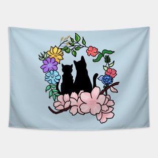 Cat and Flower Valentine's Day Tapestry