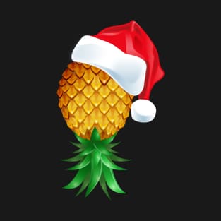 Santa Hat Swinger Upside Down Pineapple T-Shirt