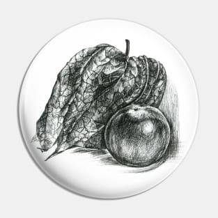 Black and White Physalis Peruviana (Cape Gooseberry) Pin