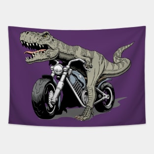 T-rex dinosaur riding a motorcycle Tapestry