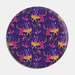 Colorful pattern with tiger and tropical leaves Pin