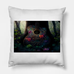 Acoustic Guitar Tree Of Life / Unwind Art Work Design Pillow