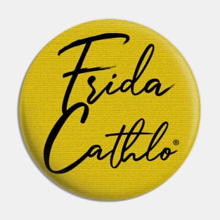 Yellow Text B back Cat Frida Cathlo version of - Frida Kahlo Pin