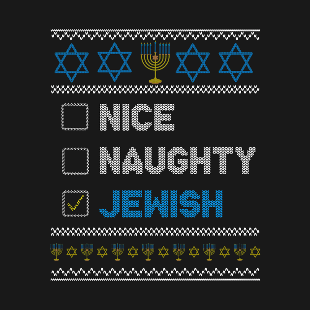 Nice Naughty Jewish Chanukah Jew Ugly Hanukkah Sweater by Michelin