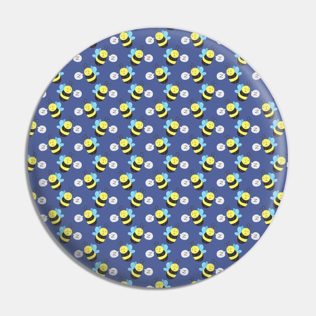 Sleepy Bee Blue Pattern Pin by saradaboru