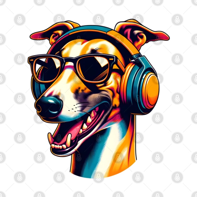 Greyhound Smiling DJ with Energetic Sound Waves by ArtRUs