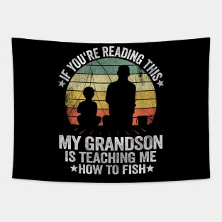 Funny Fishing Buddy Grandpa & Grandson Gift Idea Fathers Day Tapestry