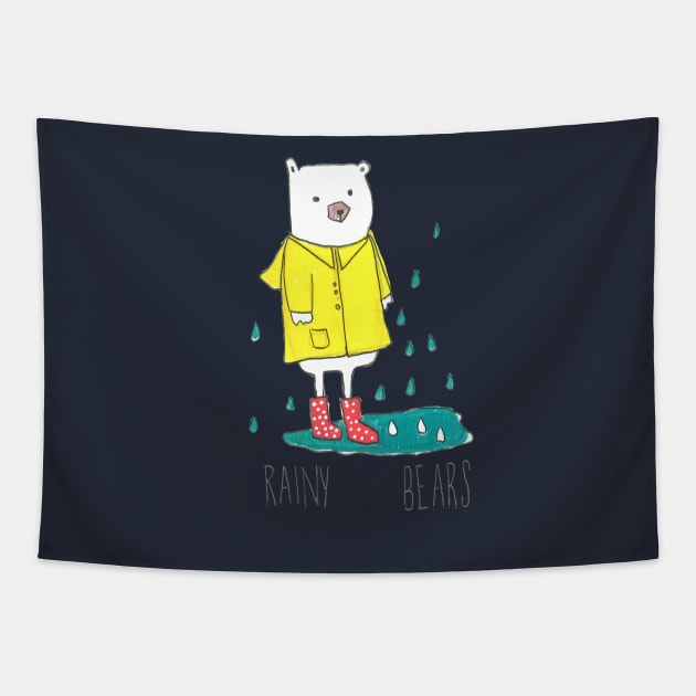 Rainy Bear Tapestry by DoodlesAndStuff