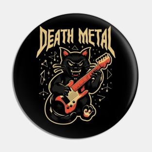 Death Metal Satanic Baphomet Cat playing guitar Pin