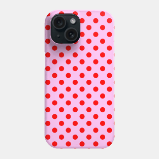 Red Polka Dots Pattern on Pink Background Phone Case