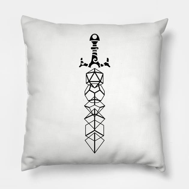 Nerdy Polyhedral Dice Sword TRPG Tabletop RPG Gaming Addict Pillow by dungeonarmory