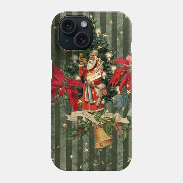 Merry christmas, Santa Claus with gifts and christmas flowers Phone Case by Nicky2342