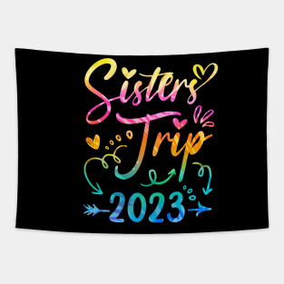 Sister's Road Trip 2023 Tie Dye Cute Sisters Weekend Trip Tapestry