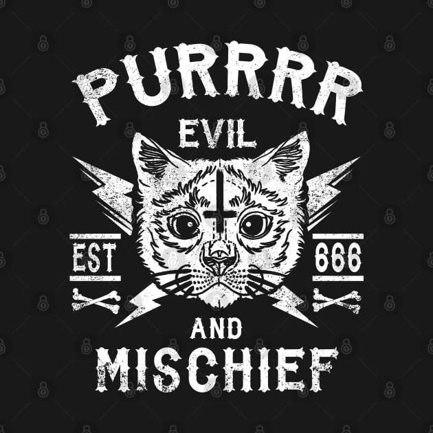 PURRRR EVIL AND MISCHIEF - SATANIC CAT - OCCULT CAT by Tshirt Samurai